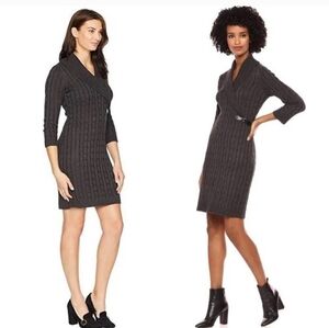 Calvin Klein Black Cable Knit Sweater Dress Size M